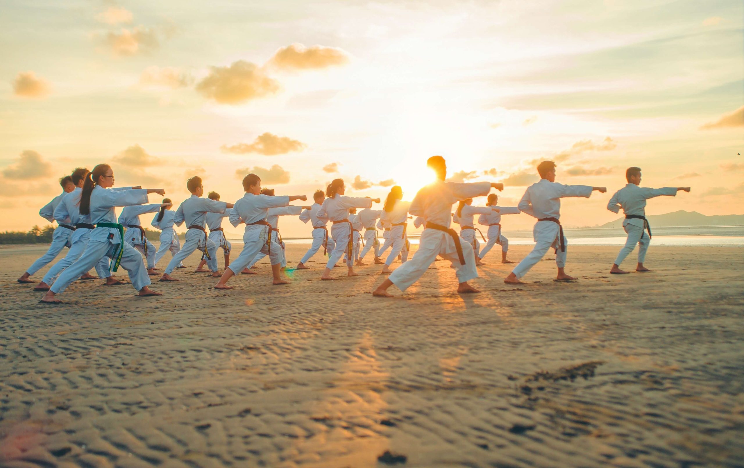 Disciplined martial arts on the beach